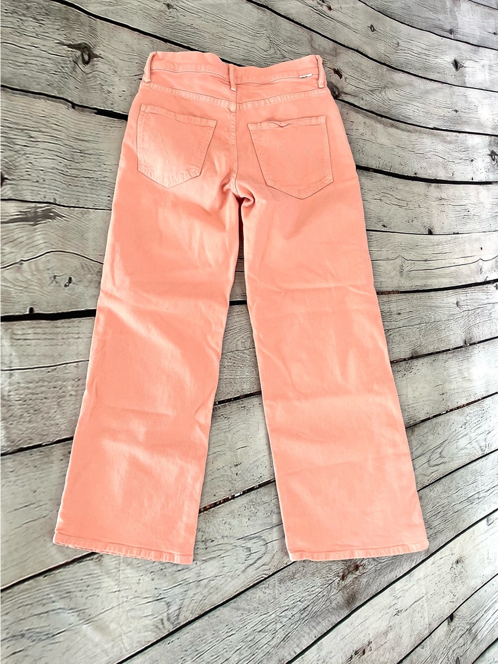 MOTHER Peach Coral Pink Wide-Leg Ankle Jeans Mid Rise Maven Size 26 - Picture 4 of 7